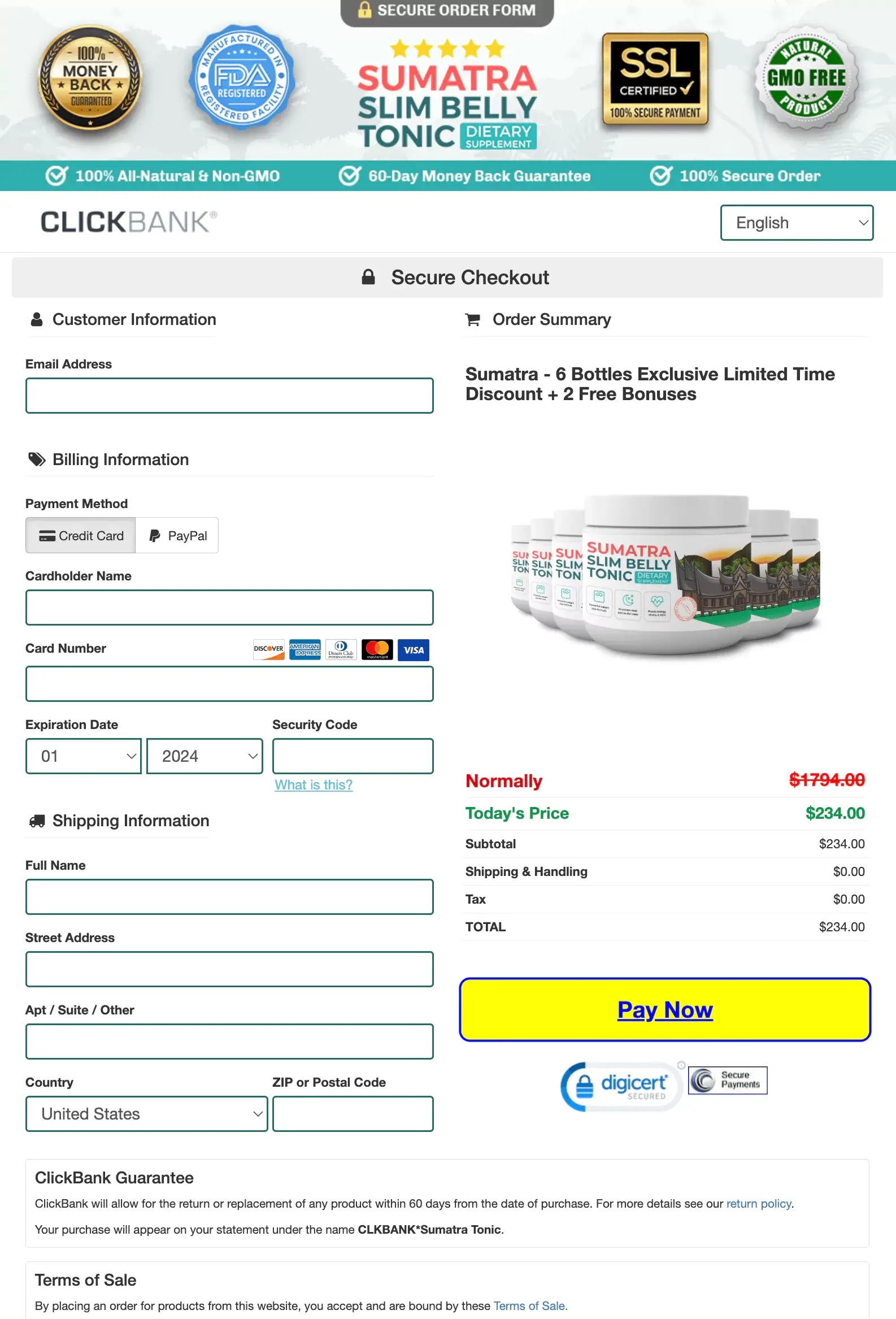 sumatra slim belly tonic order form